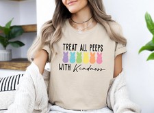 Treat All Peeps With Kindness Teacher Easter Bunny Gift T-Shirt