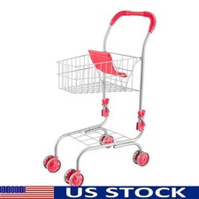 Kids Shopping Cart Toy Pretend Grocery Store Play Space Saving Storage New