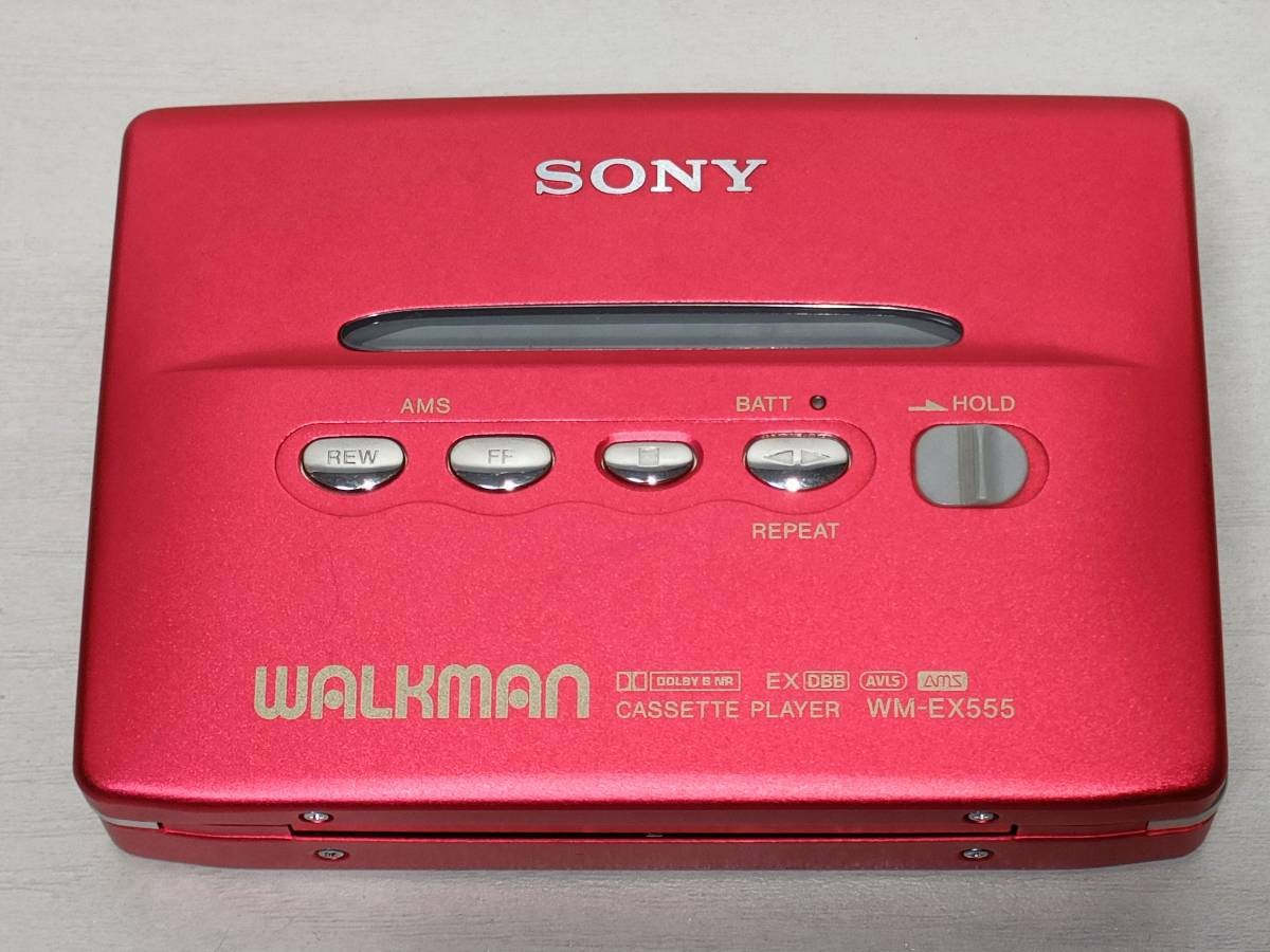 Sony WM-EX555 Cassette Player Red /w Remote Charger Battery