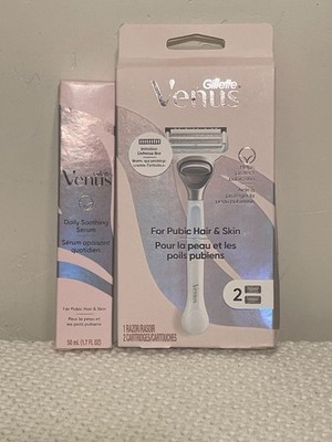 Gillette Venus For Pubic Hair & Skin Razor and Daily Soothing Serum Set