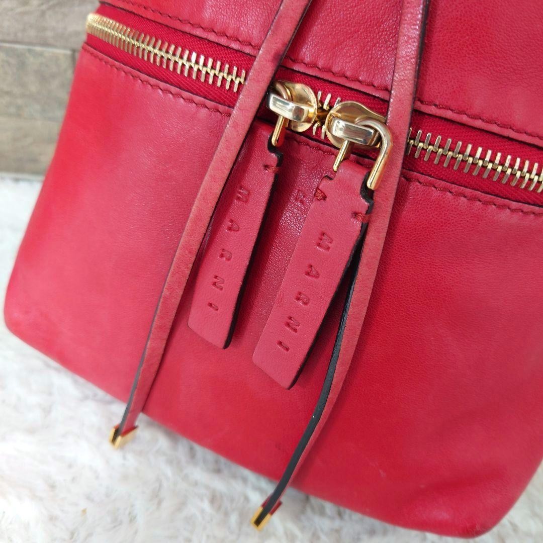 Marni Red Leather Mini Drawstring Backpack Genuin… - image 2