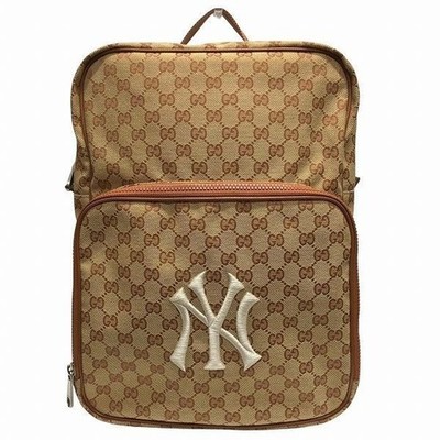 GUCCI MLB NY Yankees GG monogram Canvas Backpack Beige