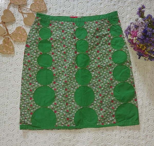 Women Boden Skirt Green Cotton 38 / M / 46 #8EI2