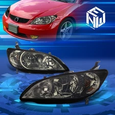 For 04-05 Honda Civic EM/ES Smoked Housing Amber Corner OE Style Headlight Lamps