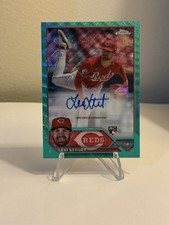 2023 Topps Chrome Update LEVI STOUDT Auto RC Aqua Wave Refractor /199 REDS