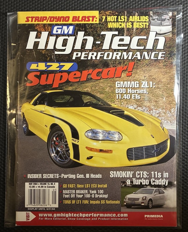 GM High Performance - May 2004 - 427 Supercar Camaro. - Impala SS - Cad CTS-B