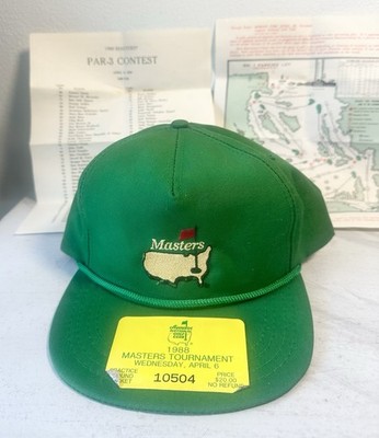 1988 Masters Tournament Augusta National Hat w/ Original Ticket Par 3 Program