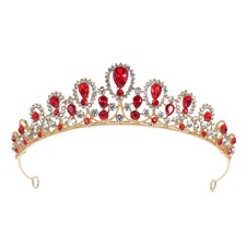 Queen Crown Red Rhinestone Wedding Crowns And Tiaras For Women Costume Party