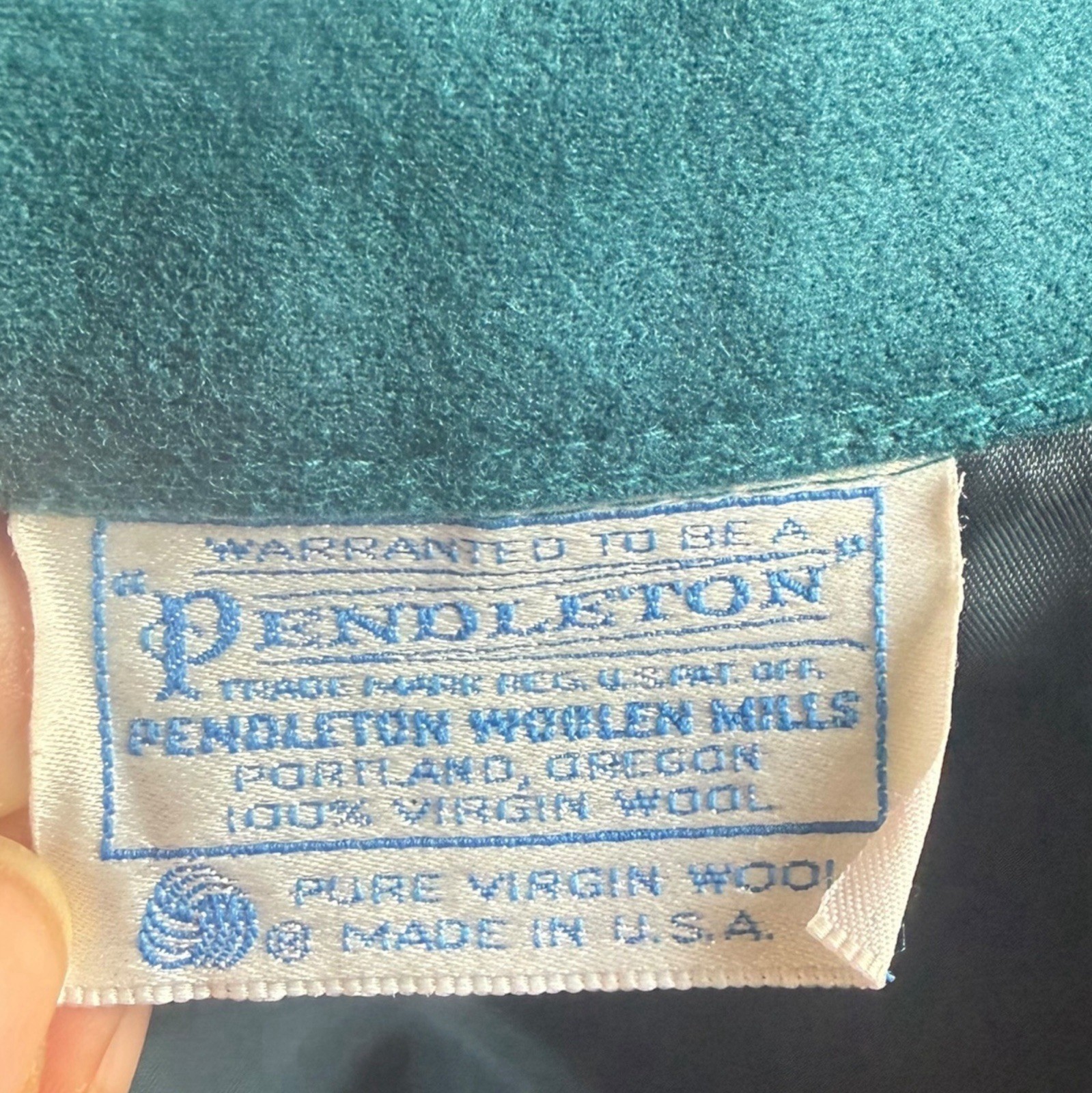 Vintage Pendleton Solid Green Side Button Wool A-… - image 6