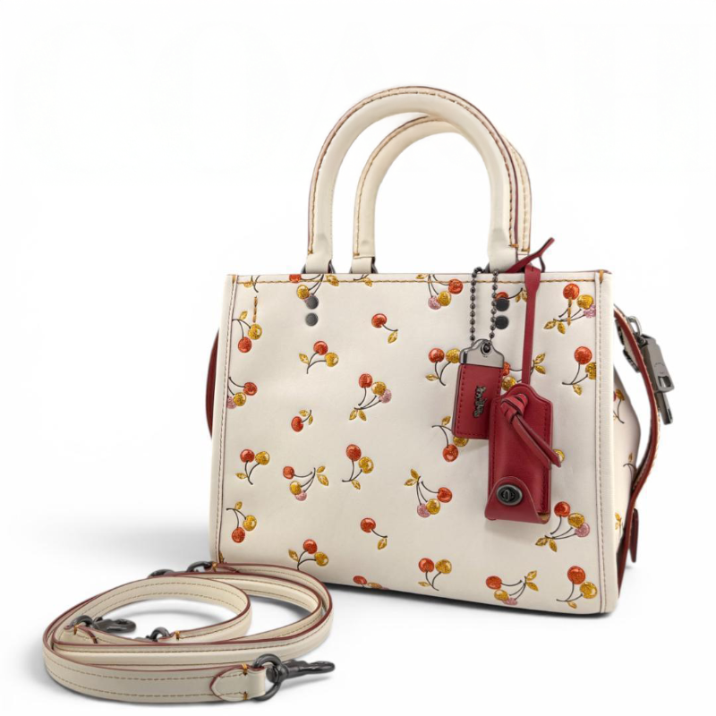 COACH Rogue Cherry Tote Shoulder Bag Leather Women’s Designer Handbag rare used