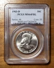 1963-D Franklin Silver Half Dollar PCGS Graded MS64 FBL