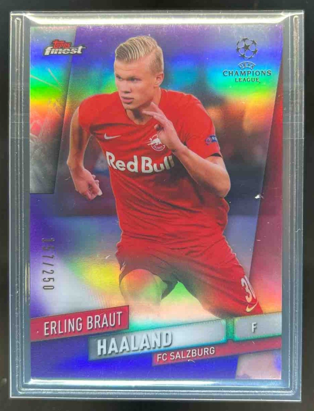 2019 Topps Finest UEFA Erling Braut Haaland Refractor Rookie RC Purple #/250