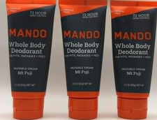 3PK Mando Whole Body Deodorant 2.2 OZ EA Aluminum Free Mt Fuji FAST SHIP