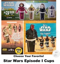 Star Wars Episode 1 KFC/Pizza Hut/Taco Bell Cup Toppers SET OF 8, UNOPENED