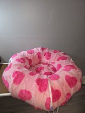 Lesure Pink Faux Fur Igloo Cat Bed Cave Zippered Removable Cover Pom-Pom Toy