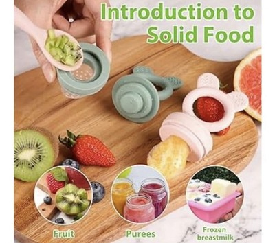Baby Fruit Feeder 2 Pack Silicone Mesh Teether for Infants BPA Free Self Feeding