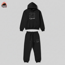 Men's Black On Black Hoodie Sweatpants Sweatsuit Set To Match Jordan 4 Black Cat
