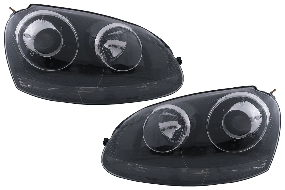 Fari Xenon Look per VW Golf 5 V Mk5 03-07 Jetta 05-10 GTI R32 Nero Edition - Immagine 2 di 4