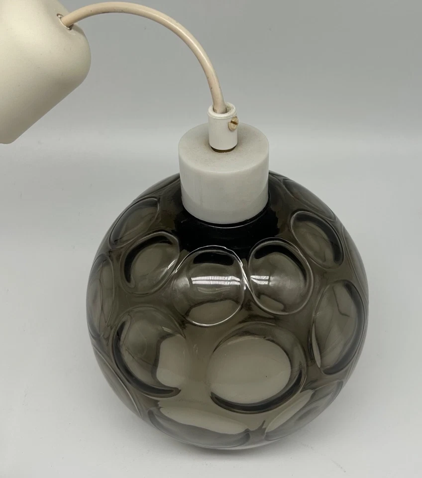 Lampe Suspendue En Verre Fumé Soufflé À La Main Années 1960 1970 Vintage - Photo 2/4