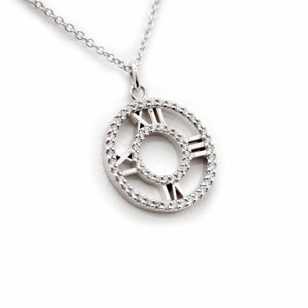 Tiffany K18WG Atlas Diamond Pendant Necklace Unworn 18K White Gold  