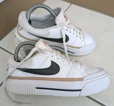 Nike Court Legacy Lift Platform Trainers White Blk Hemp Women’s UK 5 Hardly Worn