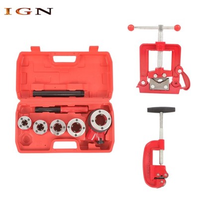 With 5 Dies Ratchet Pipe Cutter Thread Tool Adjustable Ratchet Pipe Threader