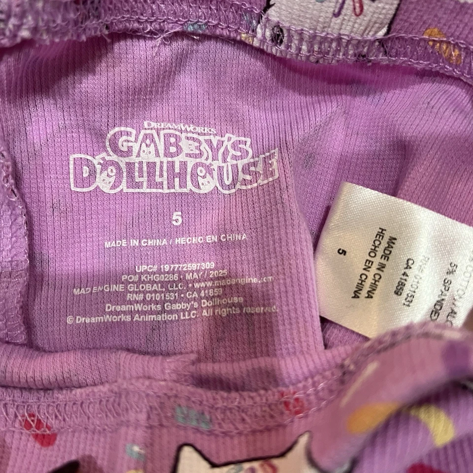 5T Gabby’s Dollhouse Pajama Set Short Sleeve Flare Bottom Pink - Image 2 of 4