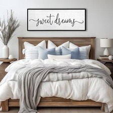 Sweet Dreams Wall Decor Above Bed Sign 24'' 10'' Large Wood 24"L x 10"W Black