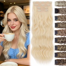 100 Natural Clip In Full Head Hair Extensions 4 Pieces Real Thick as Human Hair