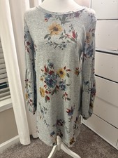 As U Wish Womans Dress Medium Grey Flloral
