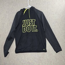 Nike Therma-Fit Black Gray "Just Do It" Hoodie Sweatshirt L