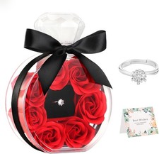 Valentine  s Day Preserved Rose Gift 7 Flowers Birthstone Jewelry Romantic Box