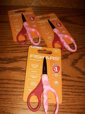 LOT of 3--Fiskars Scissors for Kids POINTED TIP 5 Inch Safety Pink ballerina-NIP
