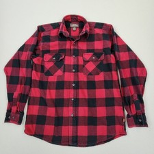 Vtg Moose Creek Red Black Buffalo Plaid Heavy Weight Flannel Shirt Buttondown