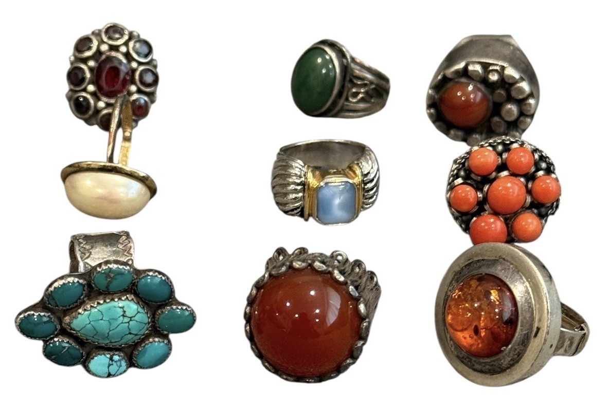 Mixed Statement Ring Lot – Some 925 Sterling – Na… - image 1