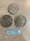 3 U.S. SILVER PEACE DOLLARS