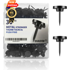 30 PCS Metal Black Push Pins for Wall Clear Thumb Tacks Walls Flat