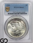 1922 Peace Dollar PCGS MS 63 ** Nice Cartwheel Mint Luster!
