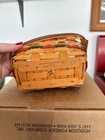 Longaberger Handwoven Small Slanted Basket Red Green Accents Liner & Protector — photo 3