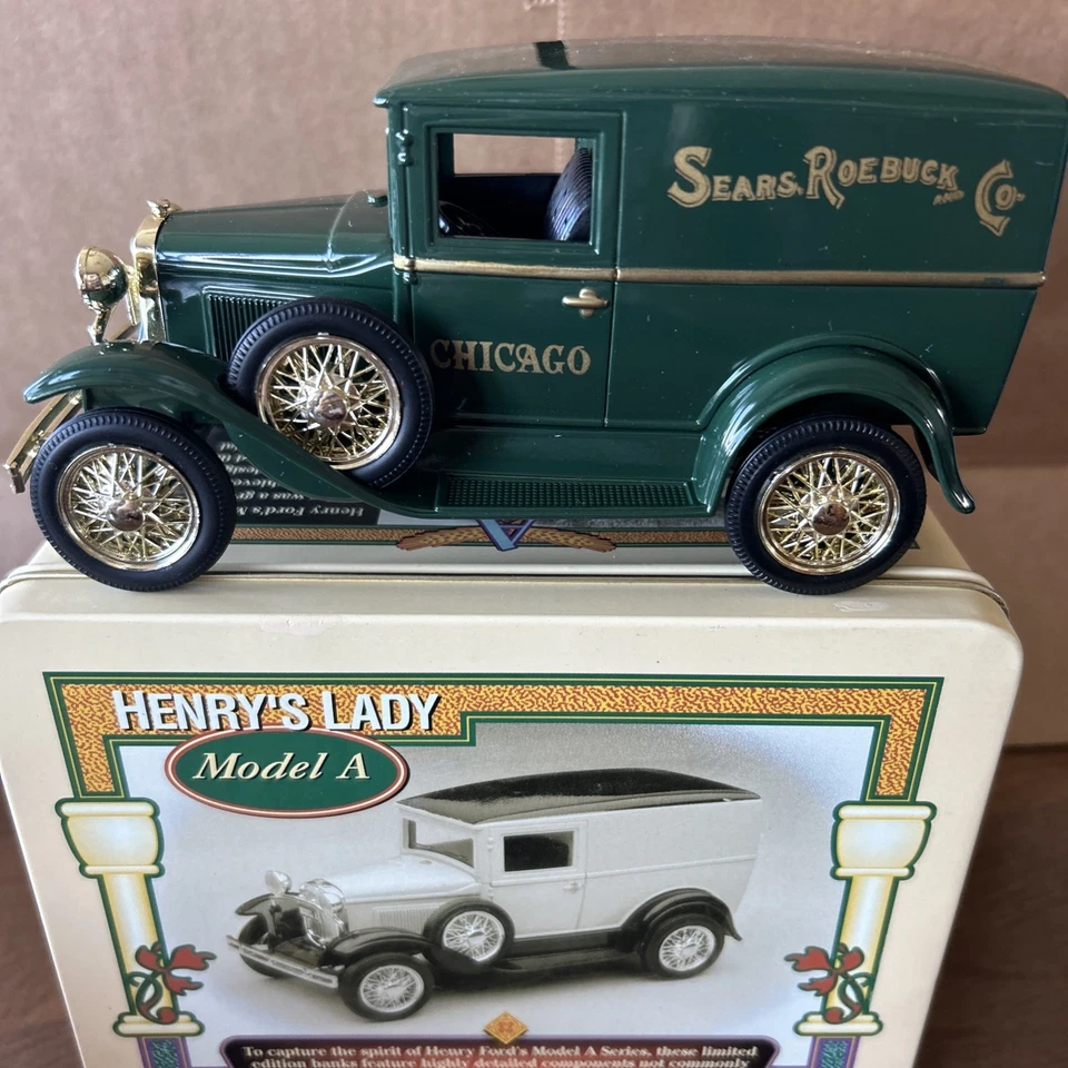 Rare Bank In Tin Die Cast Henry's Lady Model A Sold By Sears Roebuck and Co-t10 - Image 3 of 4
