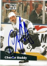 Charlie Huddy autographed Hockey Card (Los Angeles Kings) 1991 Pro Set #400