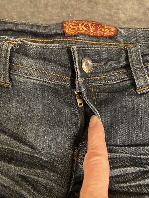 Sky Jeans Womens 5/6 Blue Denim Rhinestone Embellished Pockets