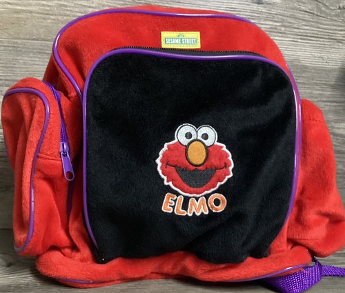 Mochila peluda roja vintage Sesame Street Elmo correas ajustables preescolar infantil - Imagen 5 de 18