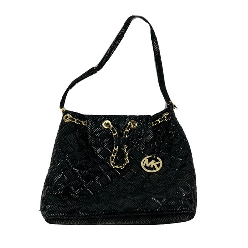 Michael Kors Grande IN Pelle Cartella Borsa da Spalla Borsa Nero Oro Mk |  eBay