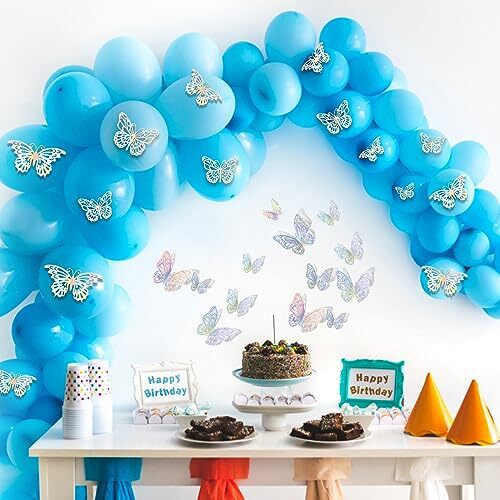 72PCS 3D Butterfly Wall Decor, 3 Styles 3 Sizes, Metallic Laser Silver - Picture 6 of 7