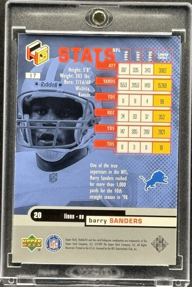 Tarjeta de inversión refractor diamante raro Barry Sanders SSP PANINI LIONS COMO NUEVA Foto 2 de 2
