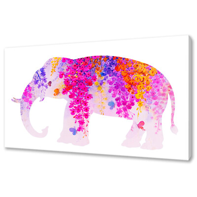 Abstrakt Bunt Blumen Asiatisch Elefant Modern Design Leinwandbild Wandbild