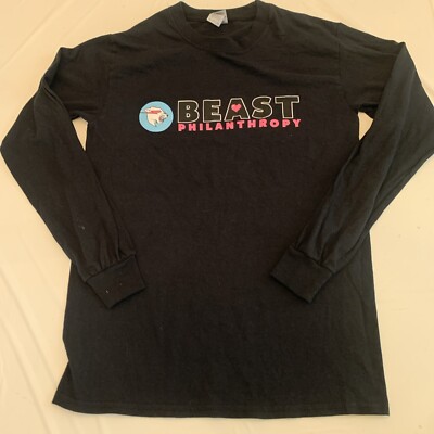 Gildan Beast Philanthropy S Men's T-Shirt Size S Long Sleeve 18  Black