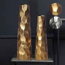 Vase 2er Set FineBuy Blumenvase Aluminium Tischvase Hammerschlag Dekovase Modern