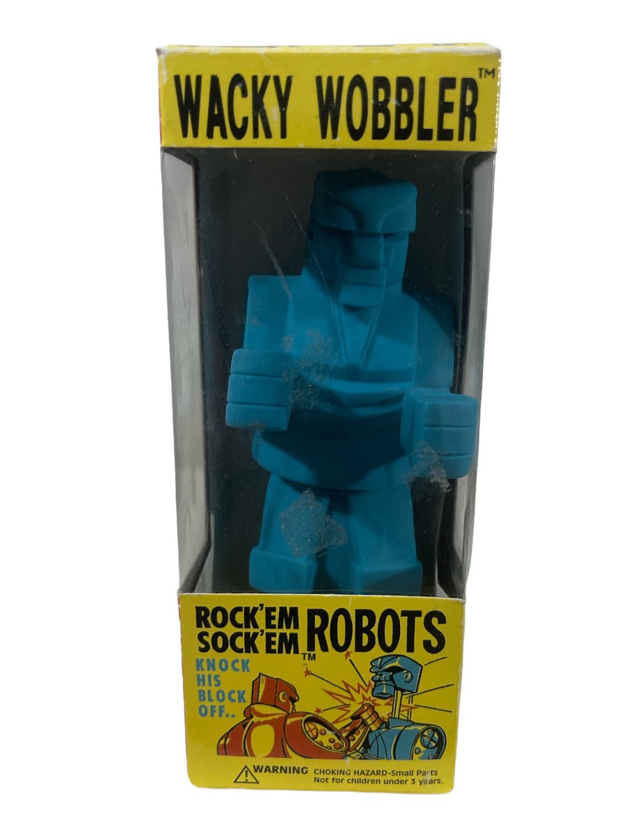 【FUNKO WACKY WOBBLER】 ロッケム ソッケム ロボットセット Rock Em Sock Em Robot Wacky Wobbler Bobblehead Blue by FUNKO